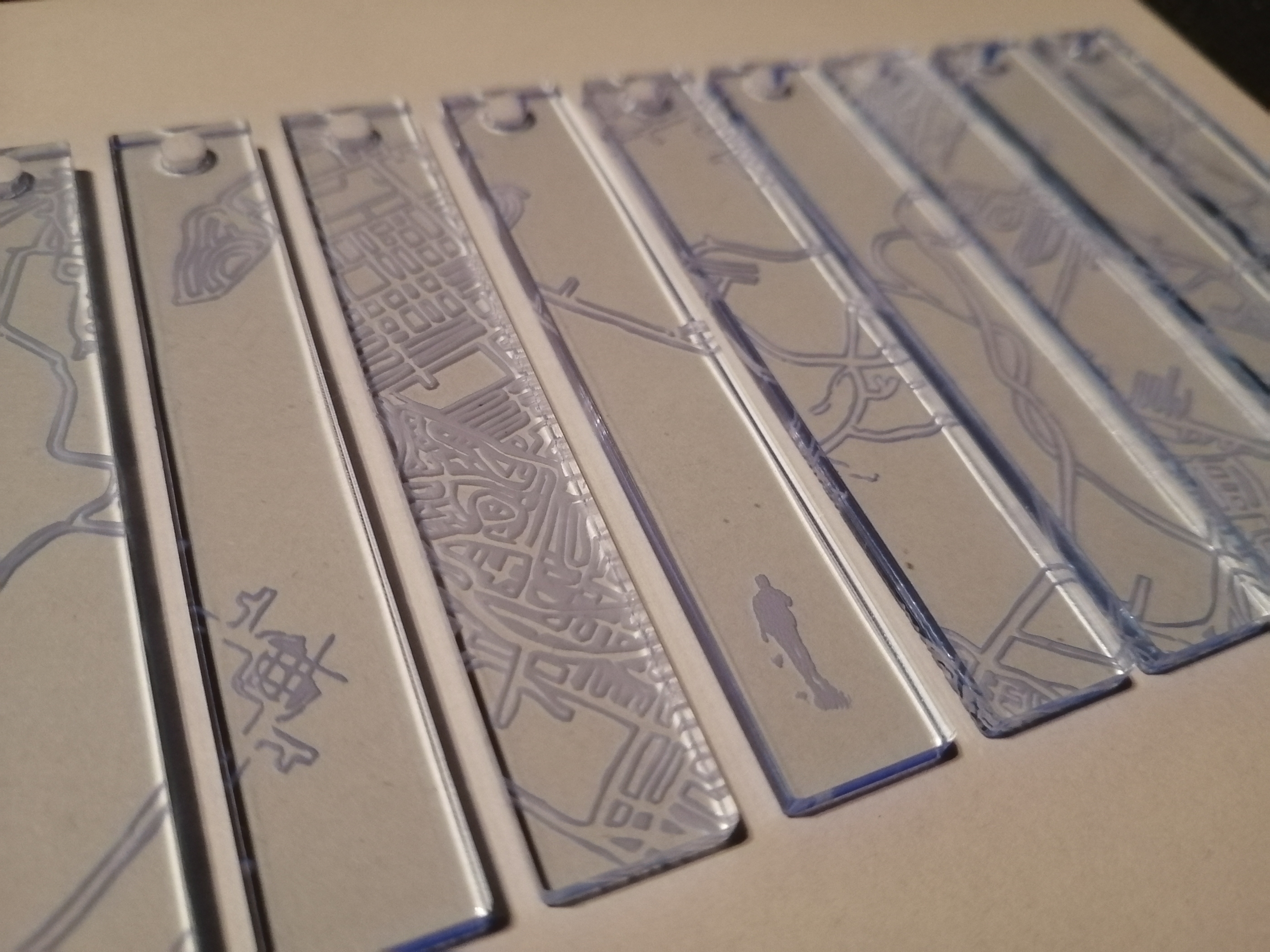 acrylic pendants engraved with a hand drawn map of Halifax NS