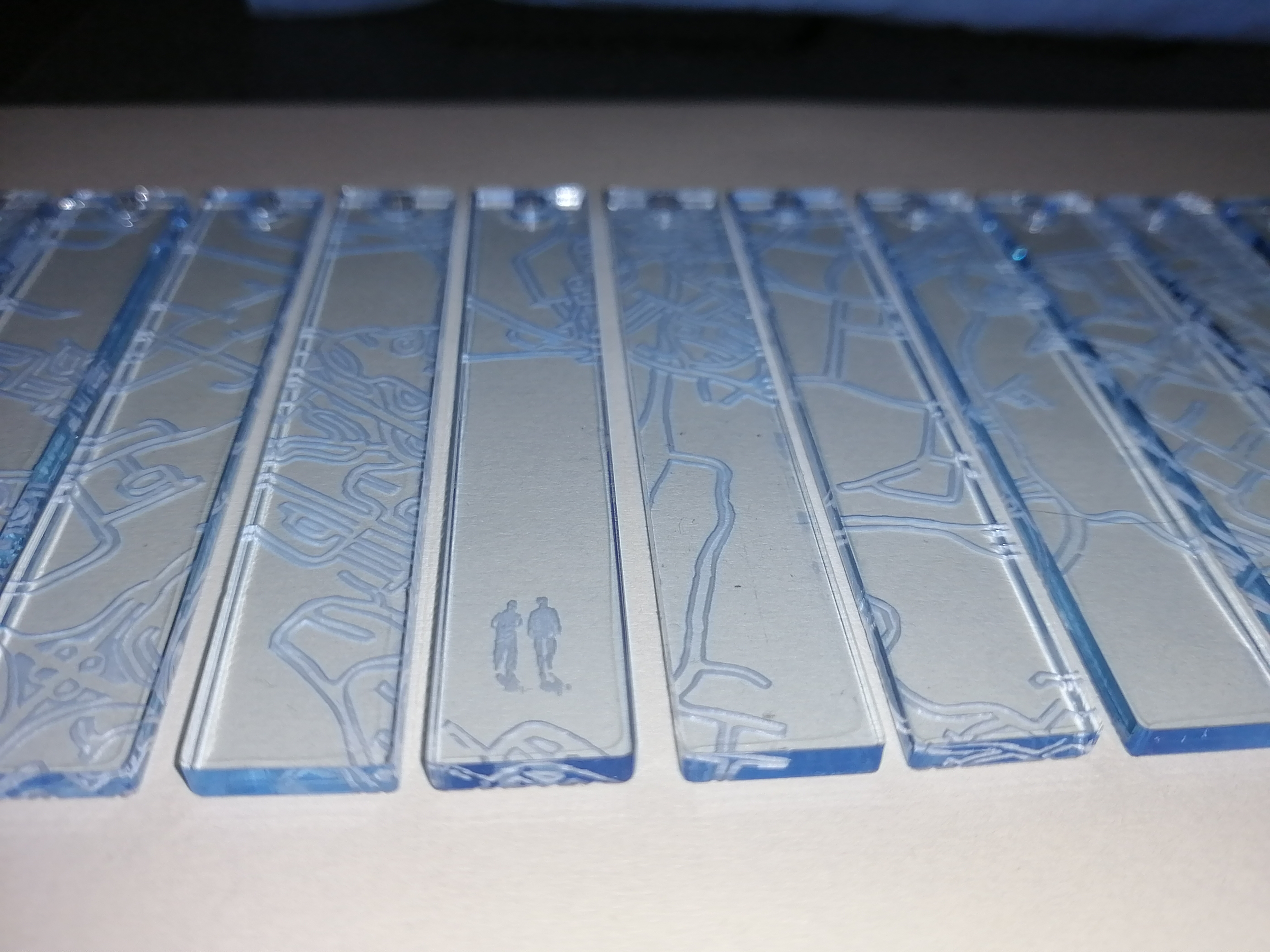 acrylic pendants engraved with a hand drawn map of Halifax NS